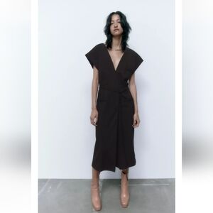 Pinstripe Zara Dress, Size M, Black